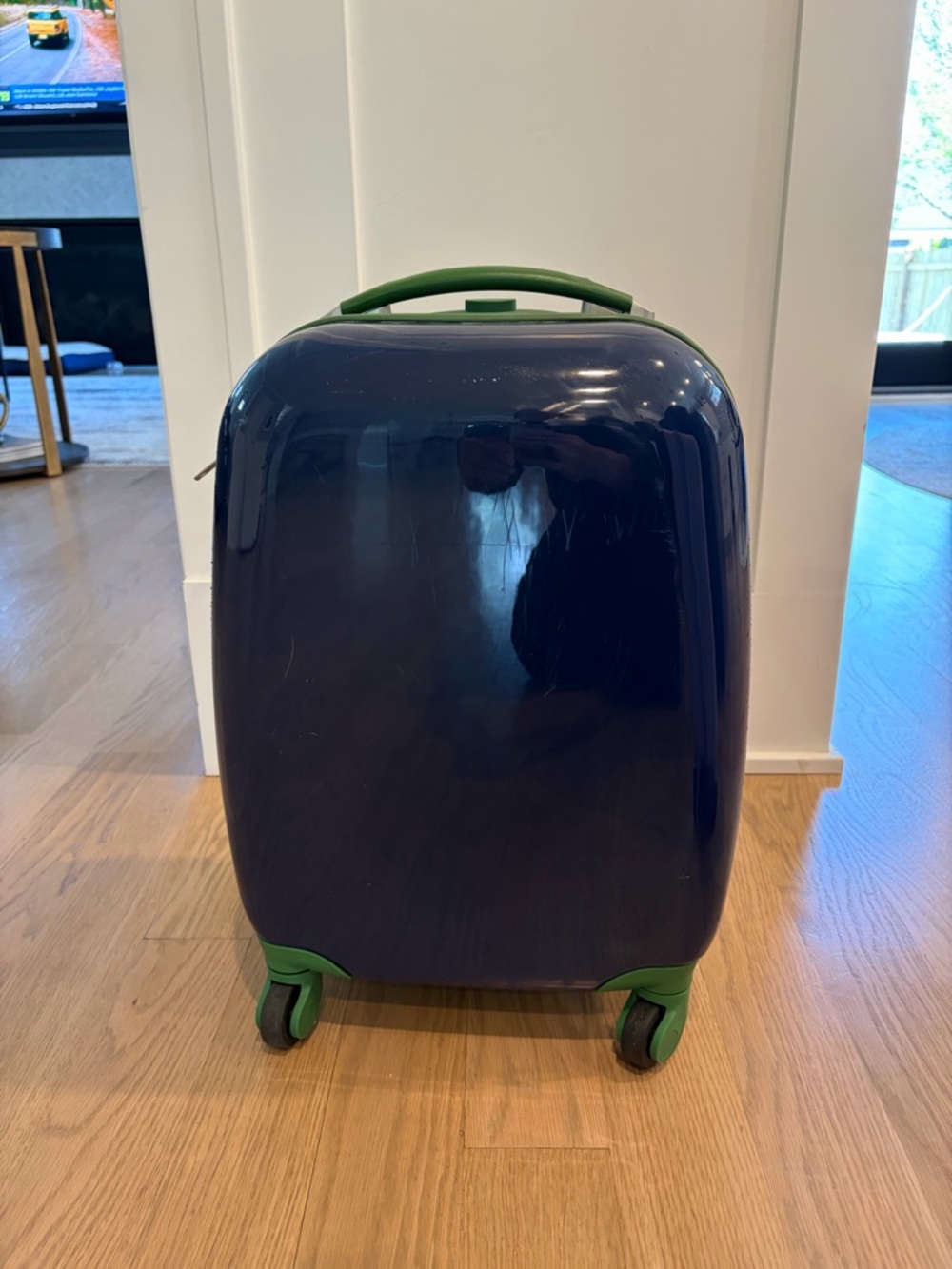 Pottery Barn Kids Navy Hard Shell Carry-On with Green Accents
